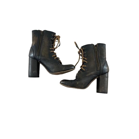 Freebirds By Steven Women's Holis Leather Distressed Lace Up Ankle Boots - 9 - Picture 1 of 12